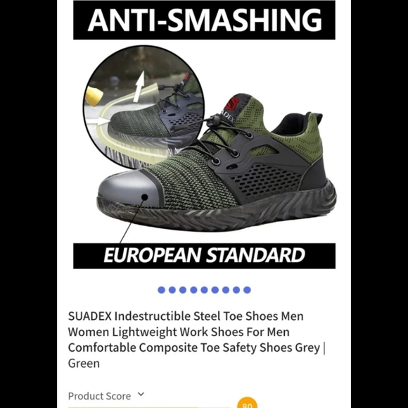 NEW SUADEX Indestructible Steel Toe Shoes Men sz 7 Lightweight Work Shoes - Picture 2 of 8